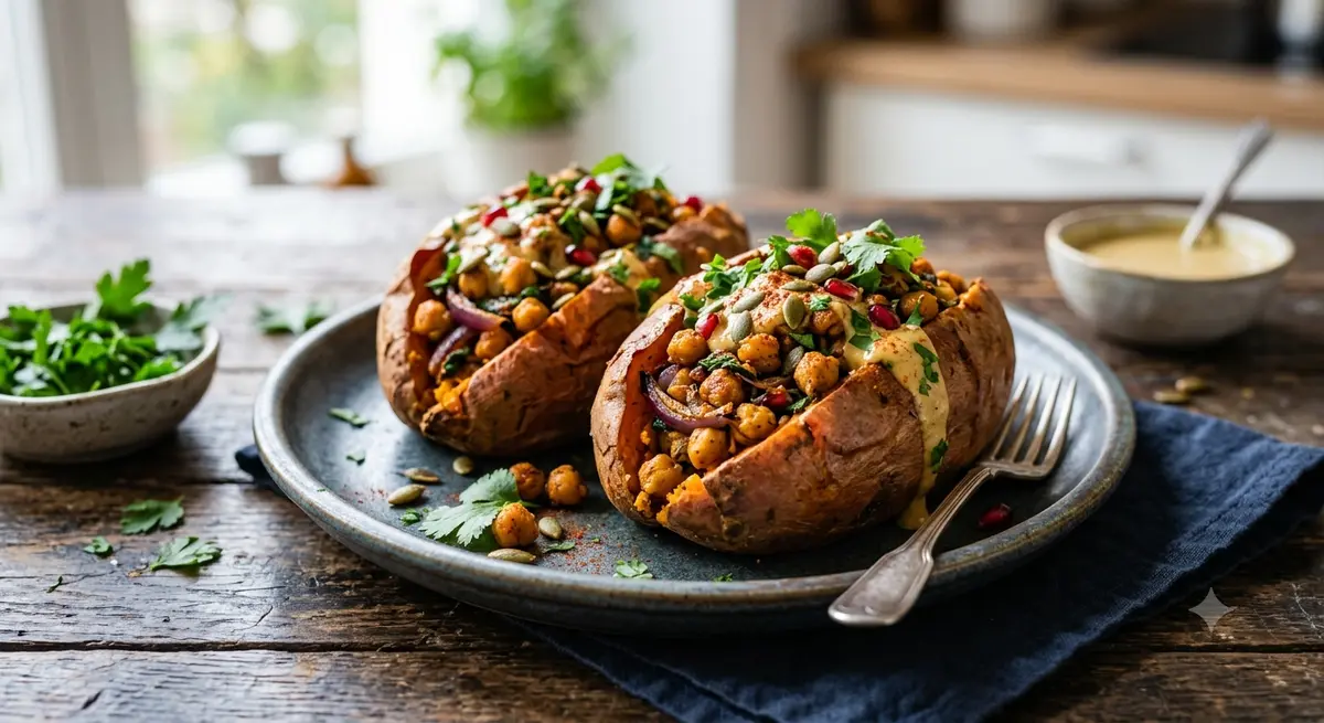 Stuffed Sweet Potatoes with Chickpeas